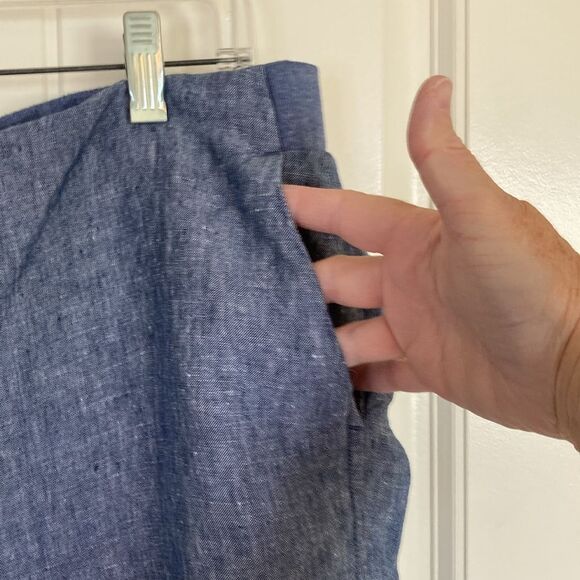 J Jill Love Linen Pull On Linen Pant Size LT Blue Straight Leg Coastal - Picture 3 of 10
